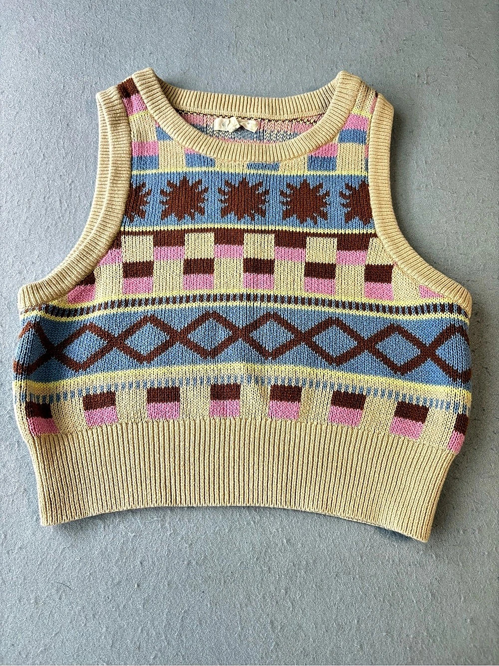 LA Hearts PacSun Golden Hour Cropped Knit Tank Top Cotton Sweater Vest Sz L